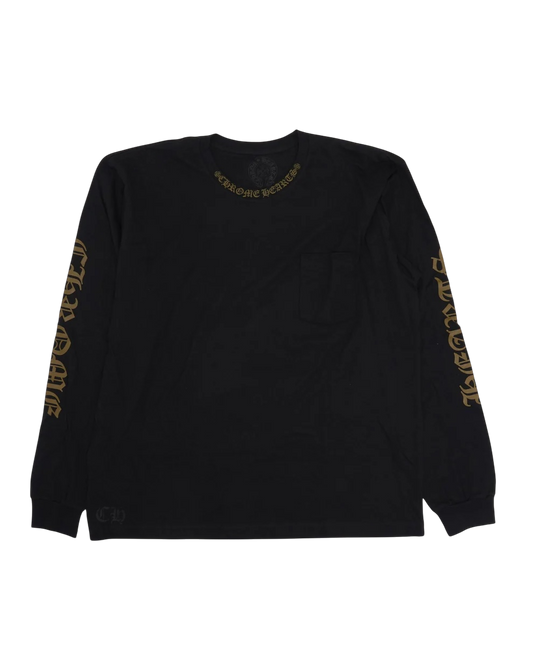 Chrome Hearts Neck Logo Long Sleeve Pocket T-Shirt Black Army Green