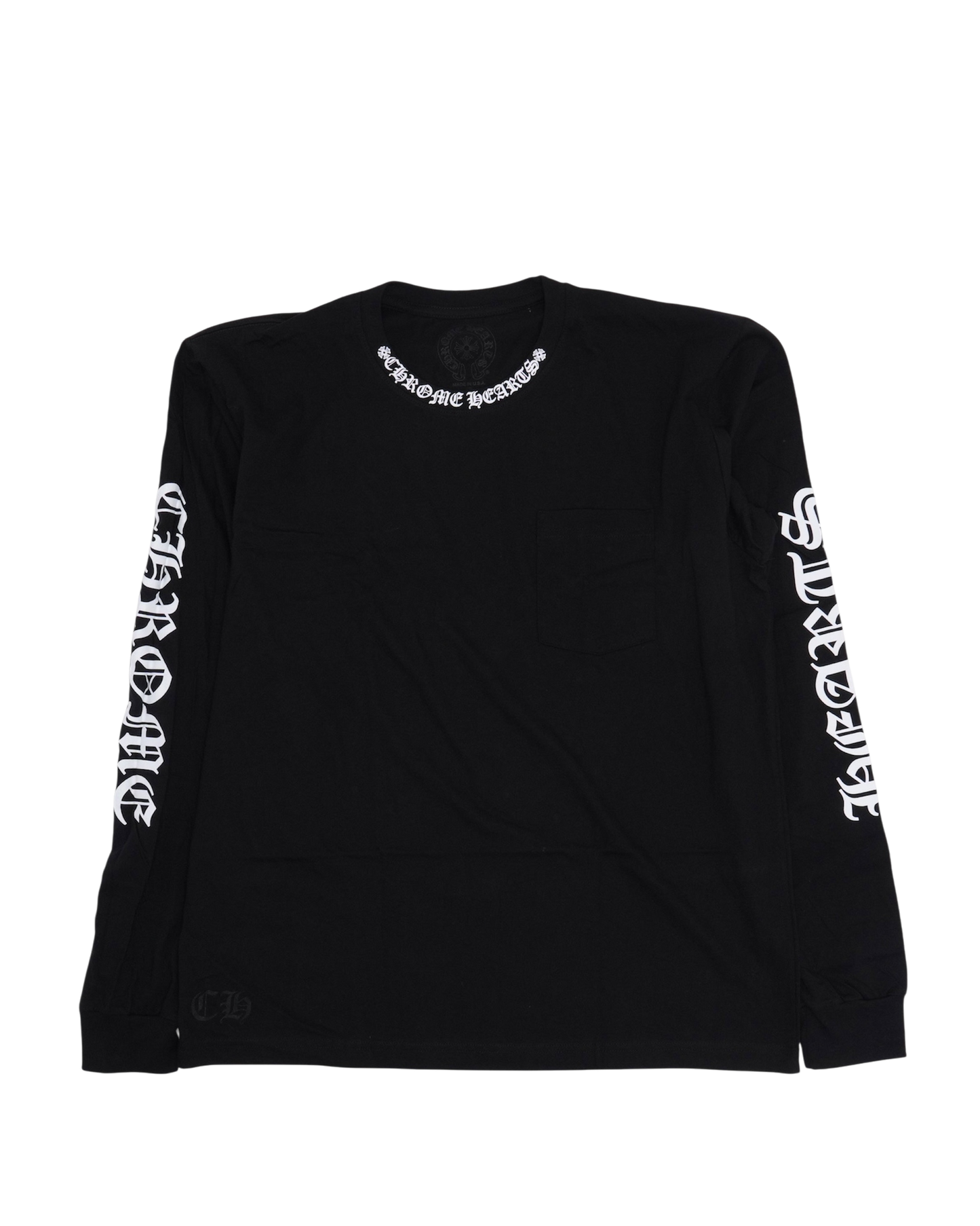 Chrome Hearts Neck Logo Long Sleeve Pocket T-Shirt Black White
