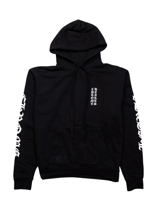 Chrome Hearts Vertical Logo Hoodie Black White