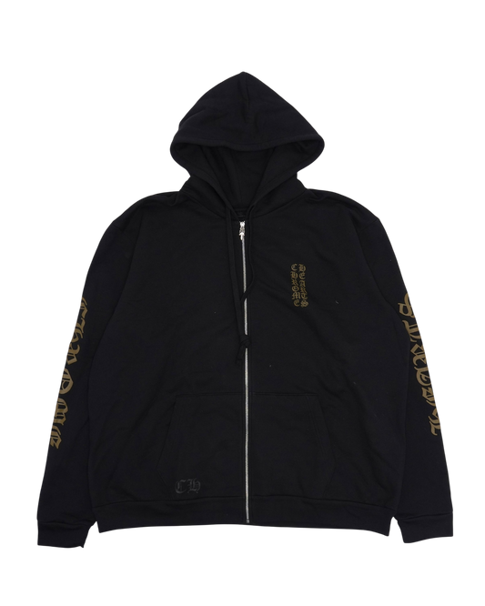 Chrome Hearts Vertical Logo Zip Up Hoodie Black Army Green